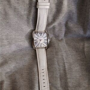 Julius Italy Stainless Steel Watch with White and Tan Strap
